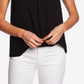 Blusa feminina CeCe com decote quadrado, preta, tamanho X-S