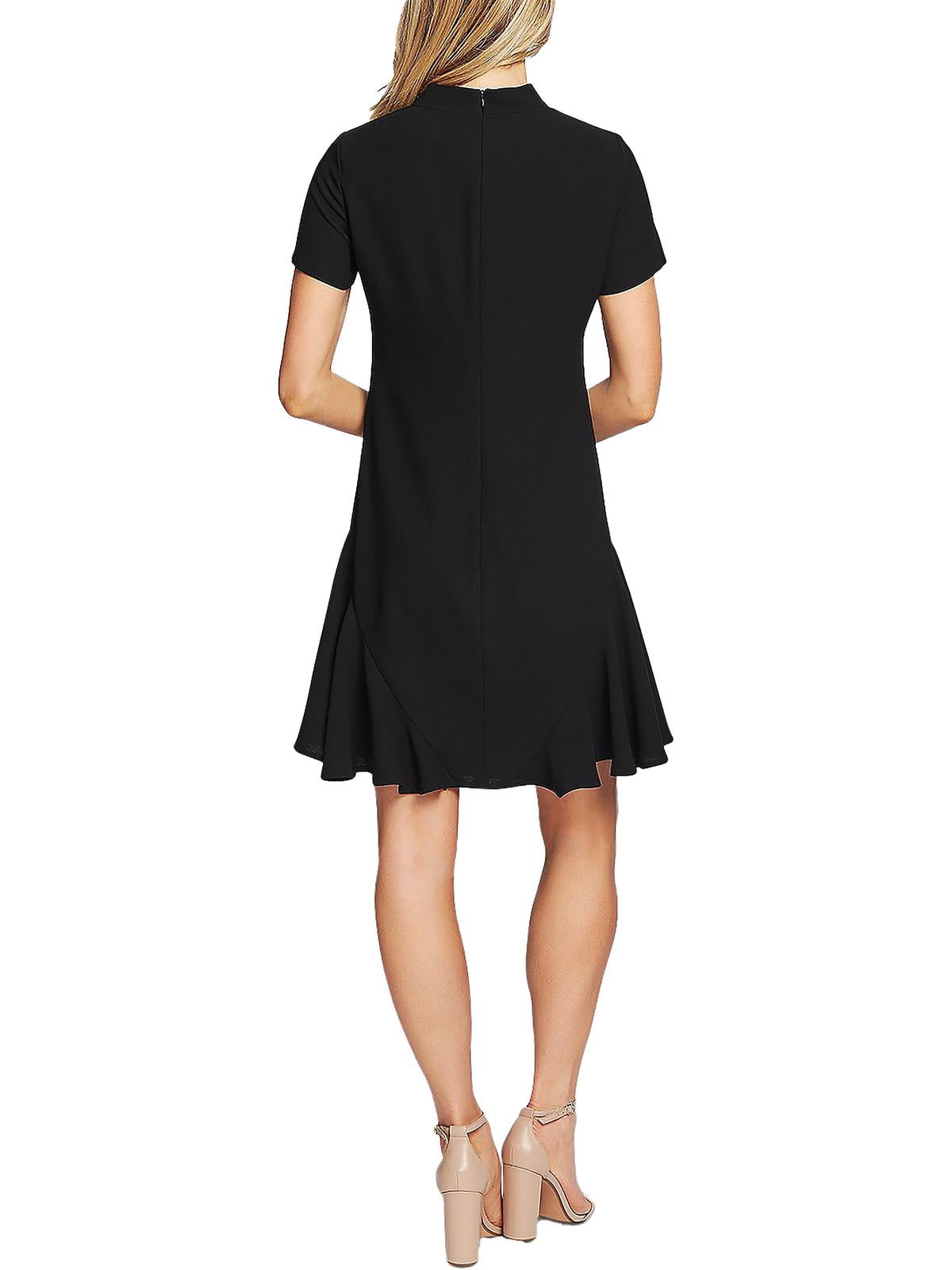 cece-womens-rich-black-bow-neck-short-sleeve-dress-size-8