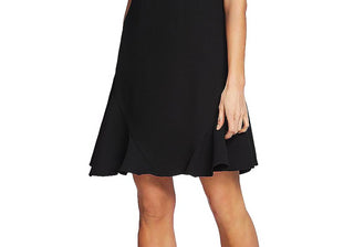 Cece Women's Rich Black Bow Neck Short Sleeve Dress Size 8
