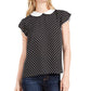 Blusa feminina CeCe Heirloom de bolinhas, preta, tamanho médio
