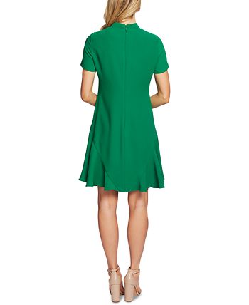 Vestido feminino CeCe com decote em arco e manga curta, verde, tamanho 12