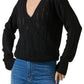 ASTR the Label Wrap Front Pointelle Sweater - Black