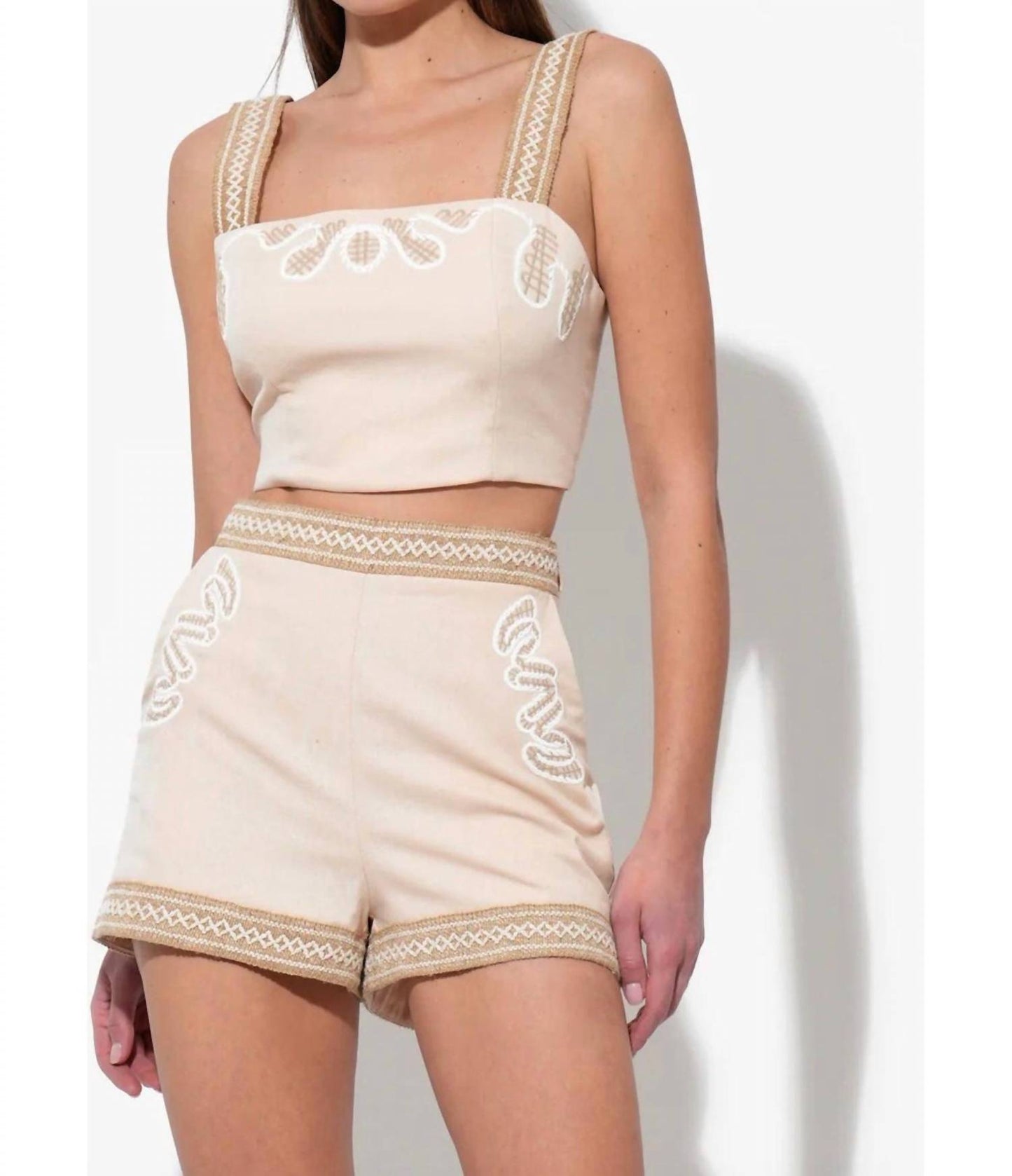 Adelyn Rae - Traci Embroidered High-Waist Shorts