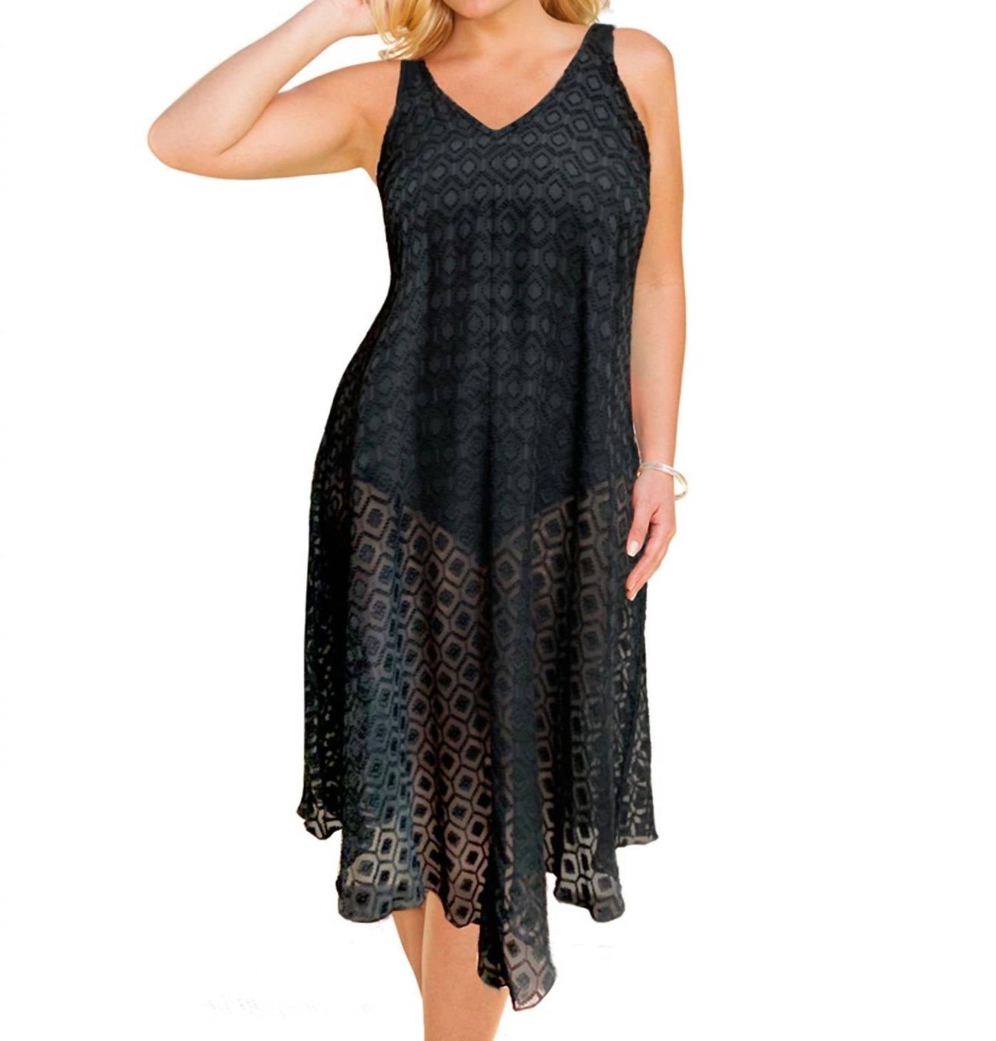 Always For Me - Plus Size V-Bottom Cover Up Dress