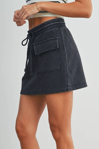 Buttermelon - Washed French Terry Front Pocket Mini Skirt