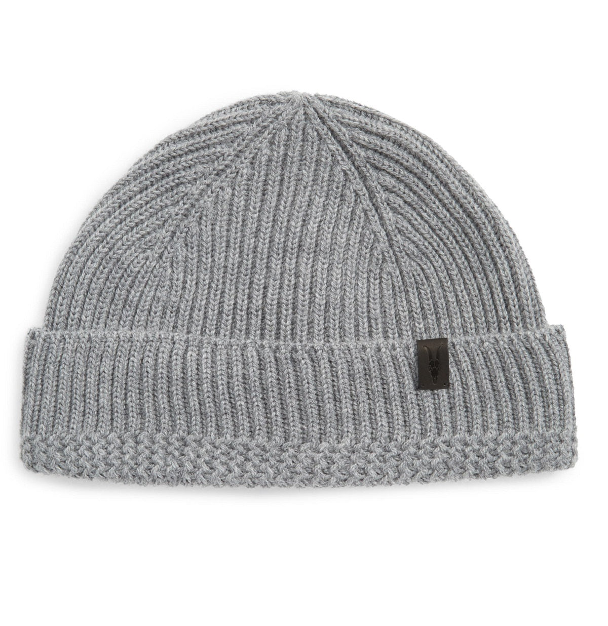 Gorro canelado de lã merino masculino Allsaints cinza tamanho regular