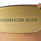 Cinto de couro Calvin Klein masculino com fivela de placa marrom tamanho 44