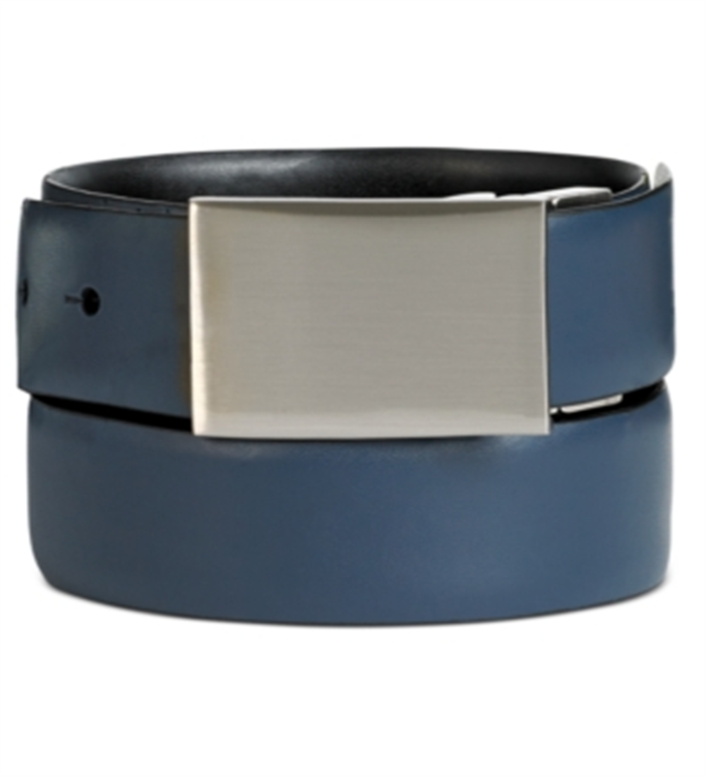 Calvin Klein Cinto Reversível Masculino Feather Edge Plaque Azul Tamanho 36