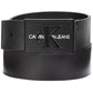 Cinto de couro com logotipo Calvin Klein masculino, preto, tamanho 32