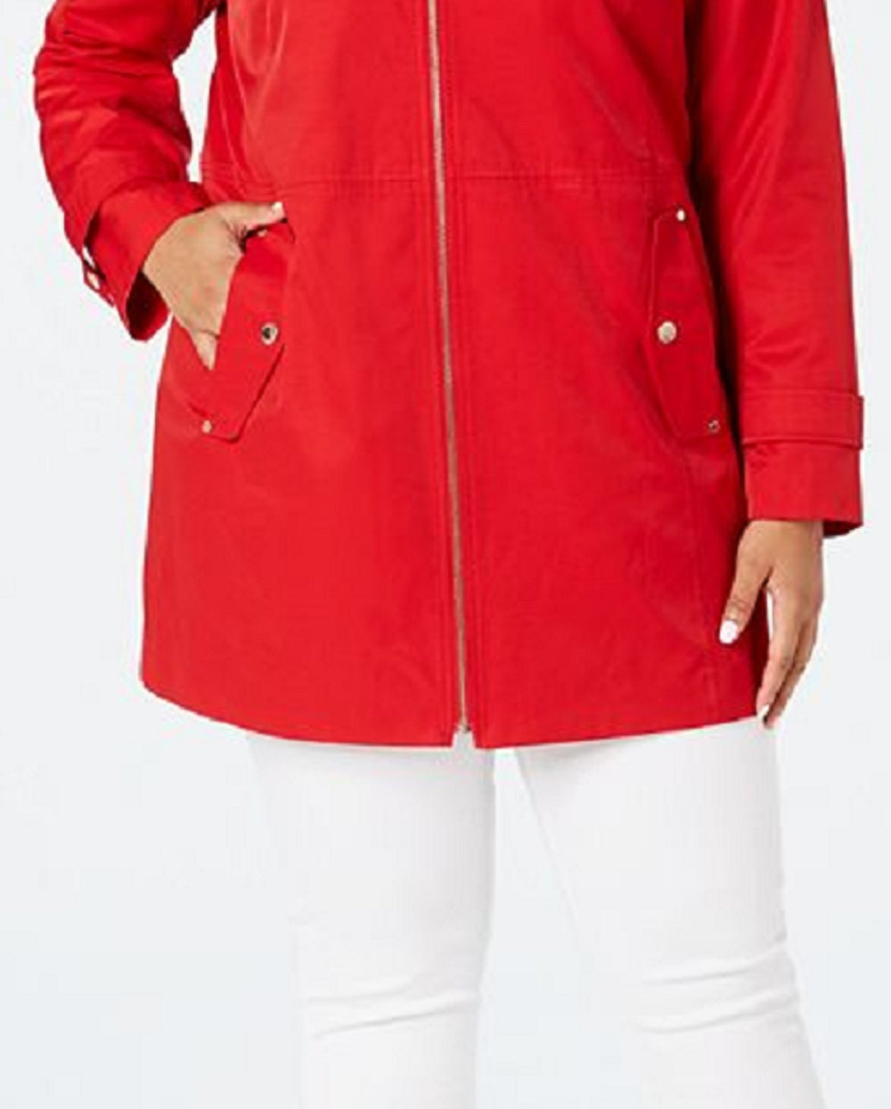 Capa de chuva com capuz Michael Kors Plus para mulheres, vermelha, tamanho 2X