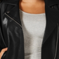Jaqueta de couro feminina Michael Kors Moto preta tamanho 1X