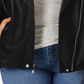 Jaqueta de couro feminina Michael Kors Moto preta tamanho 1X