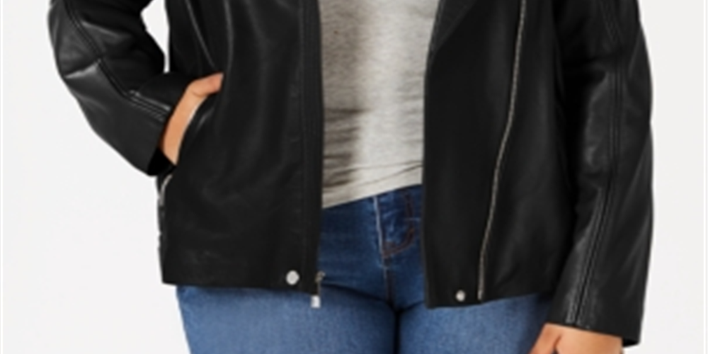 Jaqueta de couro feminina Michael Kors Moto preta tamanho 1X