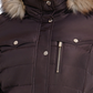 Casaco acolchoado com capuz e acabamento em pele sintética Michael Kors feminino, marrom, tamanho 2X
