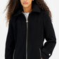 Casaco feminino Michael Kors com capuz e gola entalhada, preto, tamanho XX-S