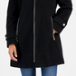 Casaco feminino Michael Kors com capuz e gola entalhada, preto, tamanho XX-S