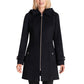 Casaco feminino Michael Kors com capuz e gola entalhada, preto, tamanho XX-S