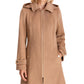 Casaco feminino Michael Kors com capuz e gola entalhada, marrom, tamanho XX-S