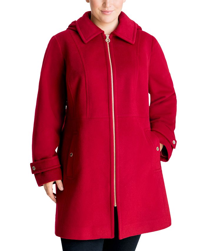 Casaco feminino com capuz e gola pontuda Michael Michael Kors, vermelho, tamanho 3X