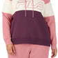 Moletom com capuz feminino Fila Timeless Logo Colorblocked Roxo Tamanho 3X