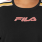 Moletom feminino Fila Clover Crewneck com logo e blocos de cores, preto, tamanho 3X