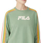 Moletom feminino Fila Clover Crewneck com logo e blocos de cores, verde, tamanho 3X