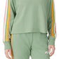 Moletom feminino Fila Clover Crewneck com logo e blocos de cores, verde, tamanho 3X