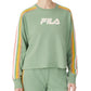 Moletom feminino Fila Clover Crewneck com logo e blocos de cores, verde, tamanho 4X