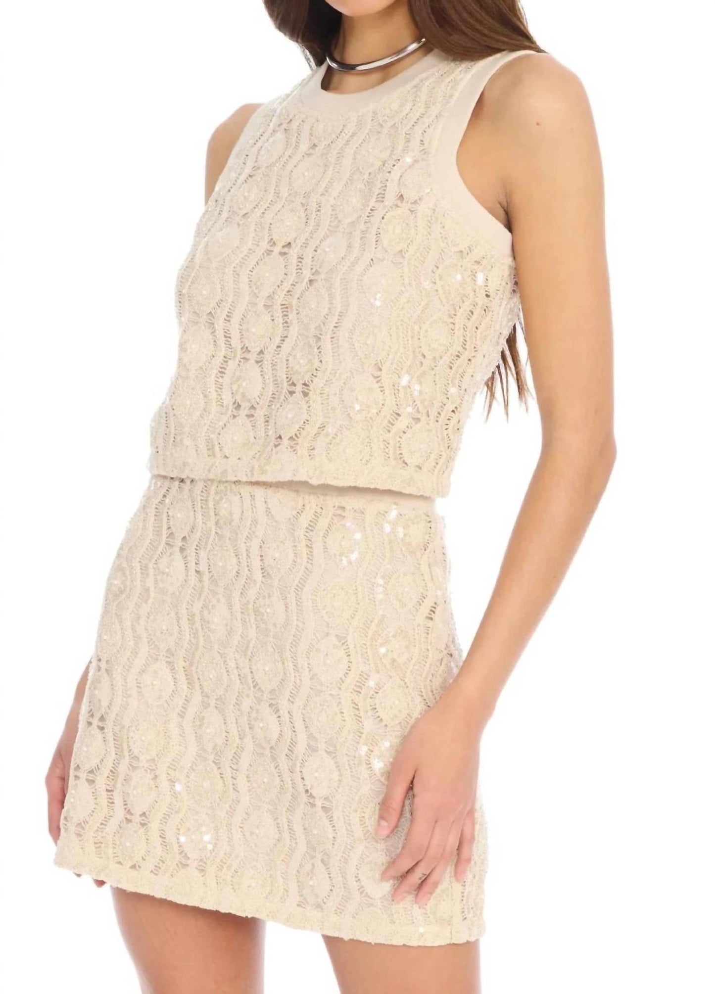 Allison New York - Dawn Beaded Knit Mini Skirt