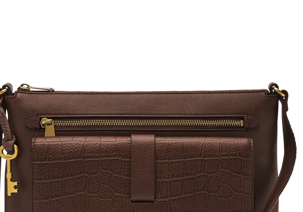 Bolsa transversal feminina Fossil Kinley marrom