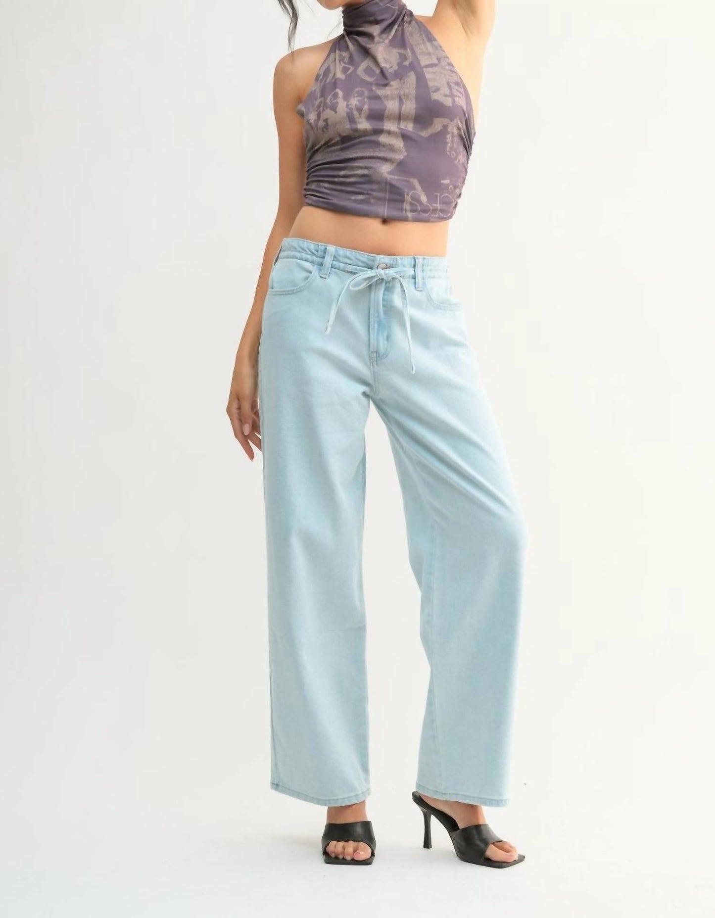 Just Black Denim - Kai Drawstring Wide Leg Denim Jeans