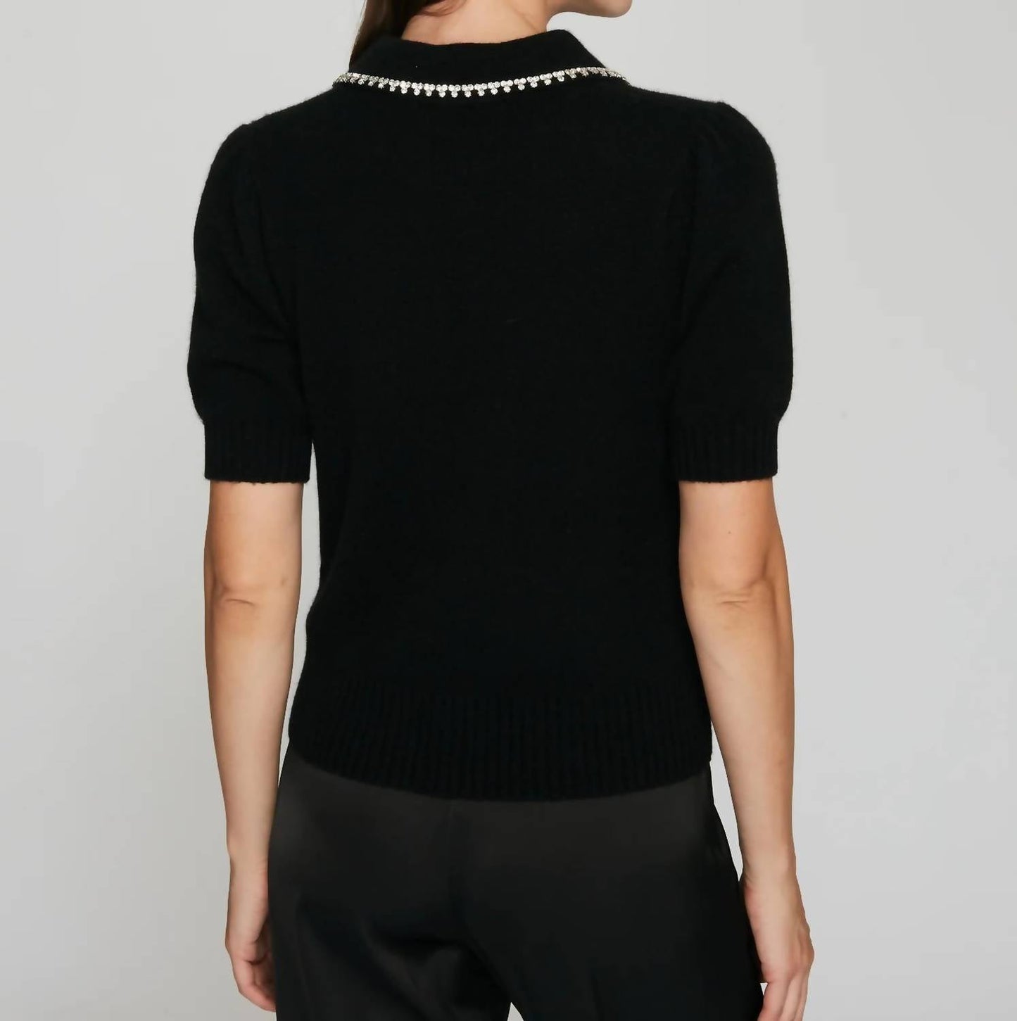 Autumn Cashmere - Peter Pan Collar With Rhinestone Trim Sweater