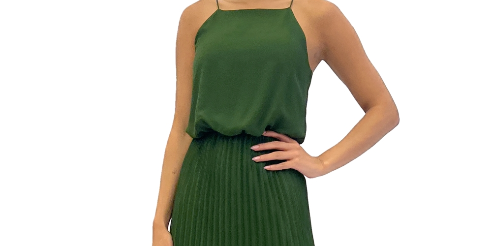 Vestido plissado feminino Sam Edelman Bluson verde tamanho 6