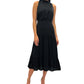 Vestido midi feminino Sam Edelman com decote falso e alças finas, preto, tamanho 10