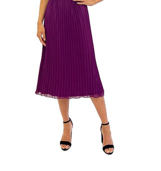 Vestido midi sem mangas com plissado feminino Sam Edelman, roxo, tamanho 12