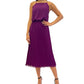 Vestido midi sem mangas com plissado feminino Sam Edelman, roxo, tamanho 12