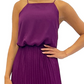 Vestido midi sem mangas com plissado feminino Sam Edelman, roxo, tamanho 12