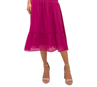 Vestido feminino de chiffon sem mangas e gola alta Sam Edelman, rosa, tamanho 12