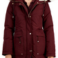 Parka feminina Sam Edelman com capuz e acabamento falso, azul, tamanho X-S