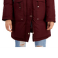 Parka feminina Sam Edelman com capuz e acabamento falso, azul, tamanho X-S