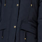 Parka feminina Sam Edelman com capuz e acabamento falso, azul, tamanho X-S