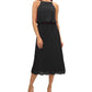 Vestido midi plissado sem mangas Sam Edelman feminino, preto, tamanho 4
