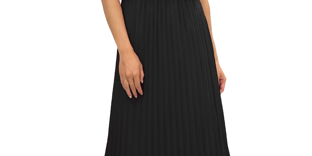 Vestido midi plissado sem mangas Sam Edelman feminino, preto, tamanho 4