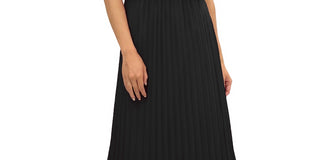 Vestido midi plissado sem mangas Sam Edelman feminino, preto, tamanho 4