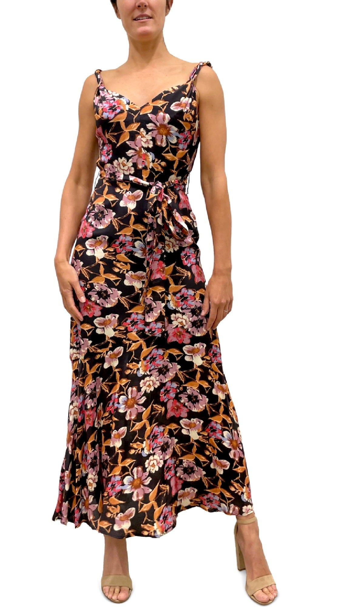 Vestido longo floral feminino Sam Edelman vermelho tamanho 0