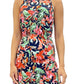 Vestido midi feminino Sam Edelman com decote halter floral, azul, tamanho 8
