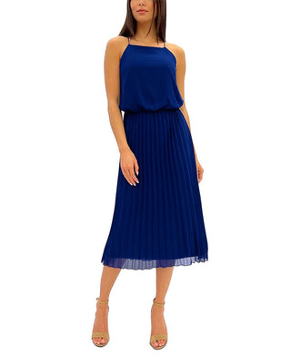 Vestido midi plissado feminino Sam Edelman, rosa, tamanho 6