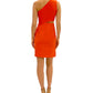 Vestido tubinho Sam Edelman feminino com recorte lateral e um ombro só, laranja, tamanho 8