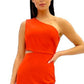 Vestido tubinho Sam Edelman feminino com recorte lateral e um ombro só, laranja, tamanho 8