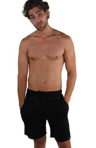 Shorts de pijama masculinos relaxados e confortáveis, tamanho extragrande, preto, para membros